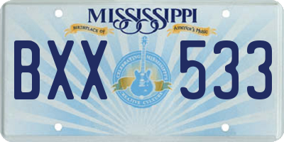MS license plate BXX533