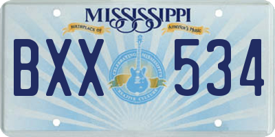 MS license plate BXX534