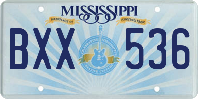 MS license plate BXX536