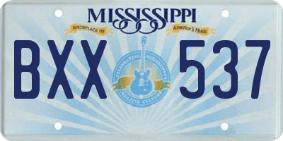 MS license plate BXX537
