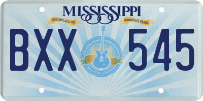 MS license plate BXX545