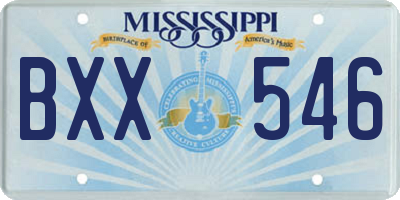 MS license plate BXX546
