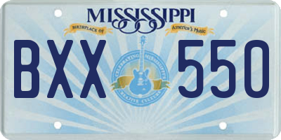 MS license plate BXX550