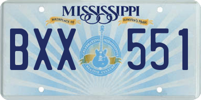 MS license plate BXX551