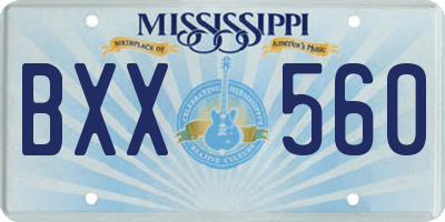 MS license plate BXX560