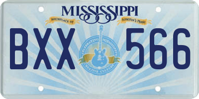 MS license plate BXX566
