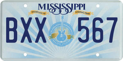 MS license plate BXX567