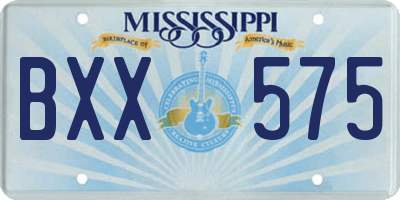 MS license plate BXX575