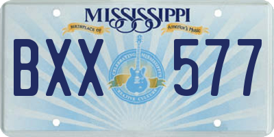 MS license plate BXX577