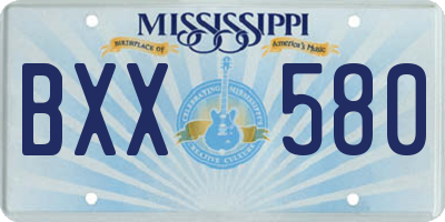 MS license plate BXX580