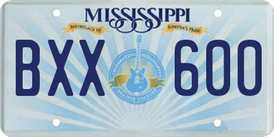 MS license plate BXX600