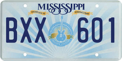 MS license plate BXX601