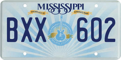 MS license plate BXX602