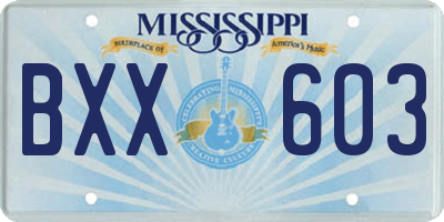 MS license plate BXX603