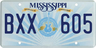 MS license plate BXX605