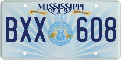 MS license plate BXX608