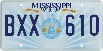 MS license plate BXX610