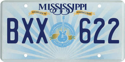 MS license plate BXX622