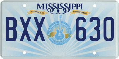 MS license plate BXX630