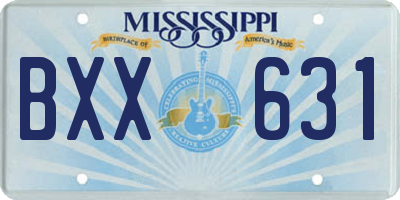 MS license plate BXX631