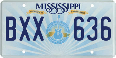 MS license plate BXX636