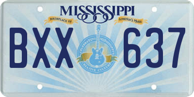 MS license plate BXX637