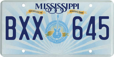 MS license plate BXX645
