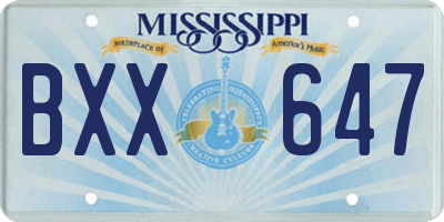MS license plate BXX647