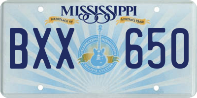MS license plate BXX650