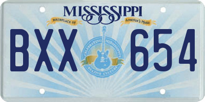 MS license plate BXX654