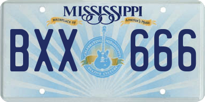 MS license plate BXX666