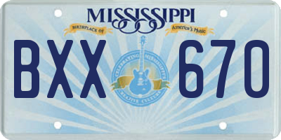 MS license plate BXX670