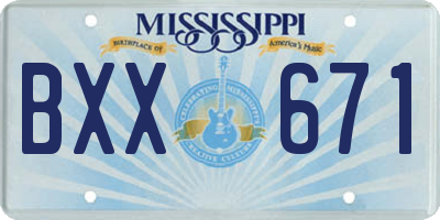 MS license plate BXX671