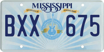 MS license plate BXX675