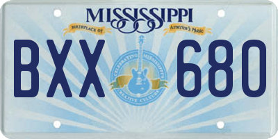 MS license plate BXX680