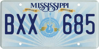 MS license plate BXX685