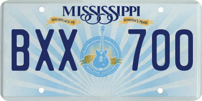 MS license plate BXX700