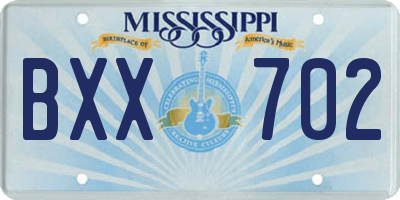 MS license plate BXX702