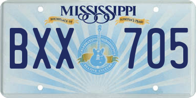 MS license plate BXX705