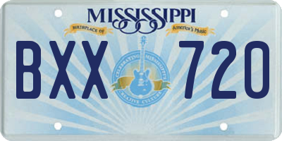 MS license plate BXX720