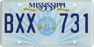 MS license plate BXX731