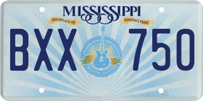 MS license plate BXX750