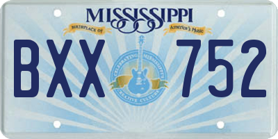 MS license plate BXX752