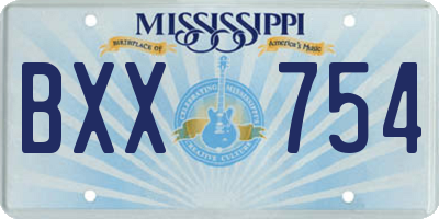 MS license plate BXX754