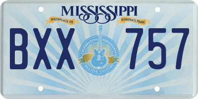 MS license plate BXX757