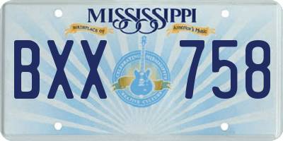 MS license plate BXX758