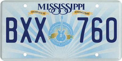 MS license plate BXX760