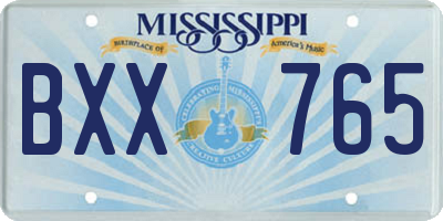 MS license plate BXX765