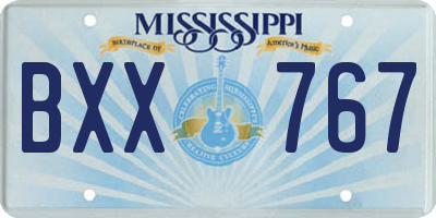 MS license plate BXX767