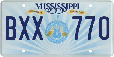 MS license plate BXX770
